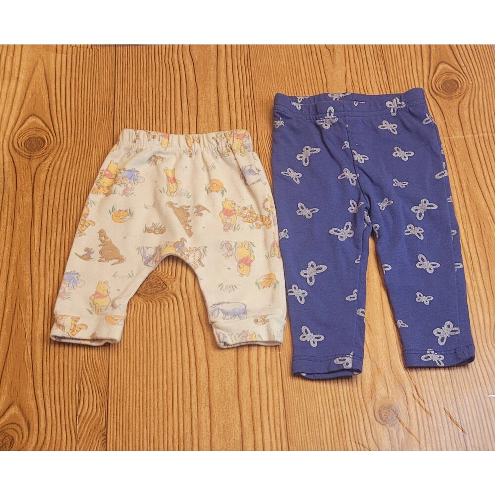 Lot of 2 Disney Baby Winnie The Pooh pants SZ Newborn NB & 0-3 months characters